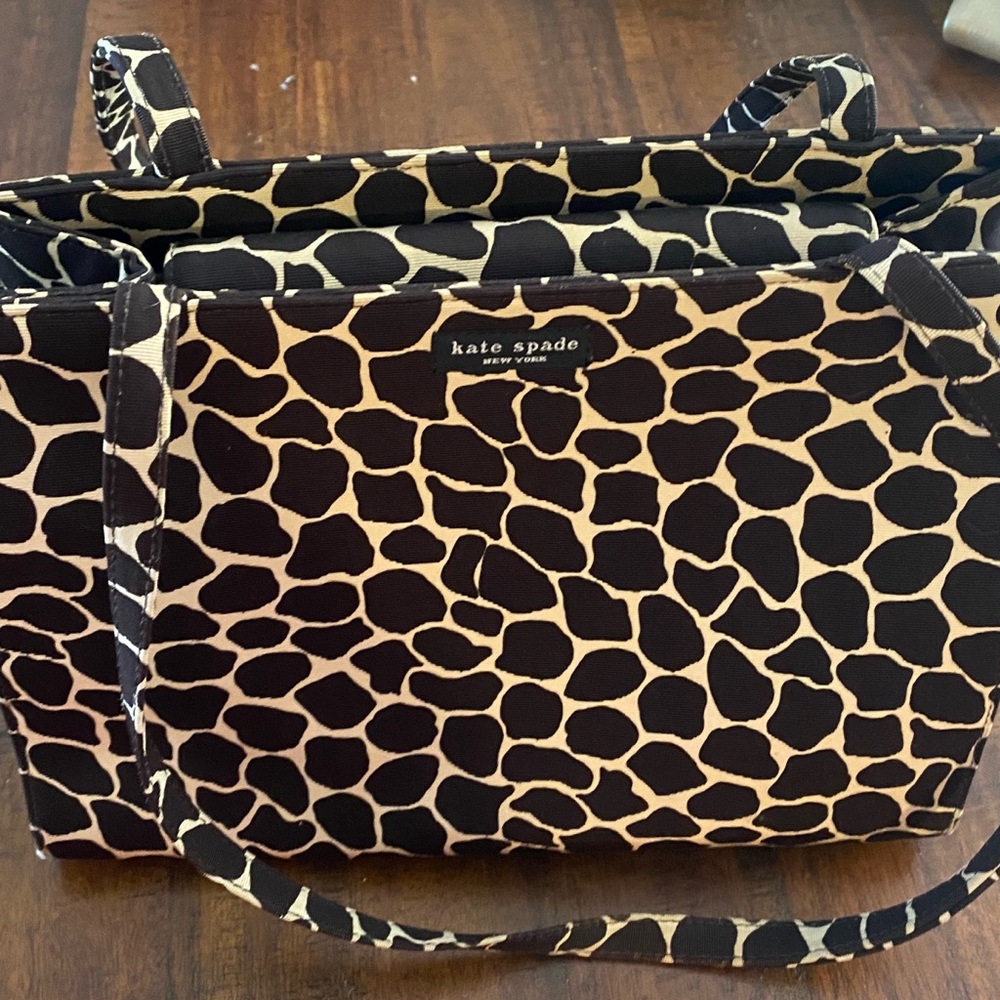 Kate Spade Animal Print Tote in Black and Tan